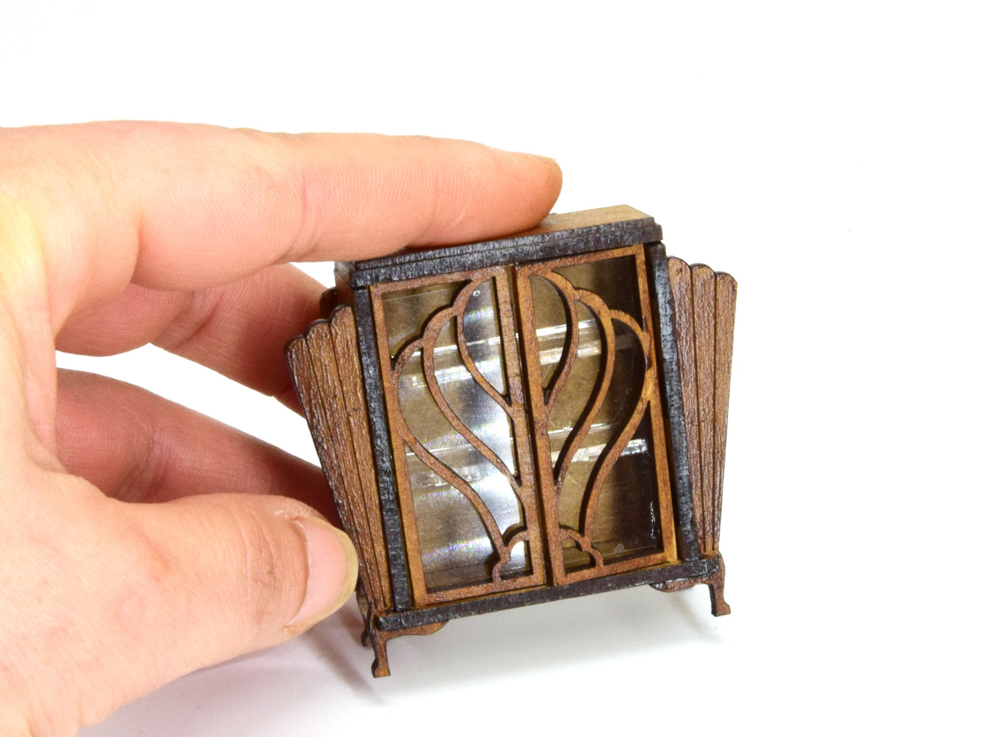 1:24 Dollhouse miniatures art deco english cabinet diy kit