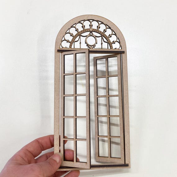 Dollhouse miniature entrance door kit, one inch scale, half scale,