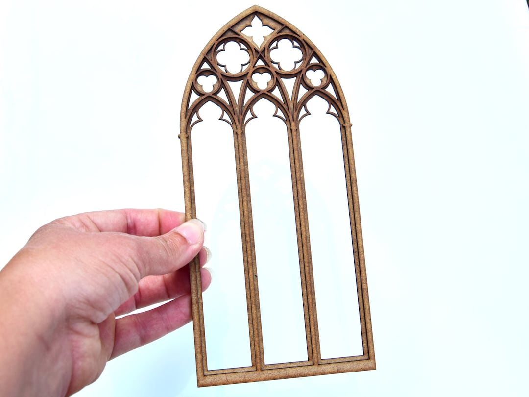 1/6 Miniature Gothic Window Diy Kit, 1/6 Scale Church Window, Miniature Cathedral Windows, Bjd
