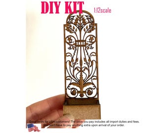 Dollhouse miniature  planter DIY kit, , Miniature trellis, Miniature garden furniture  kit 1:12 scale
