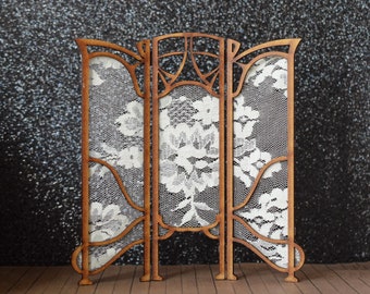 Art nouveau miniature dollhouse room divider DIY kit, 1/12th scale dollhouse screen, 1:12 scale dressing screen, Victorian Dollhouse decor