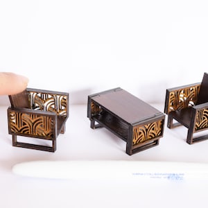 1:24 scale Dolls house miniatures furniture diy kit, Miniature coffee table, Half inch scale furniture kit