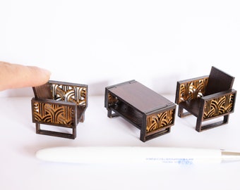 1:24 scale Dolls house miniatures furniture diy kit, Miniature coffee table, Half inch scale furniture kit