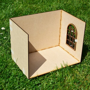 1:12 scale Dollhouse miniature roombox kit with windows