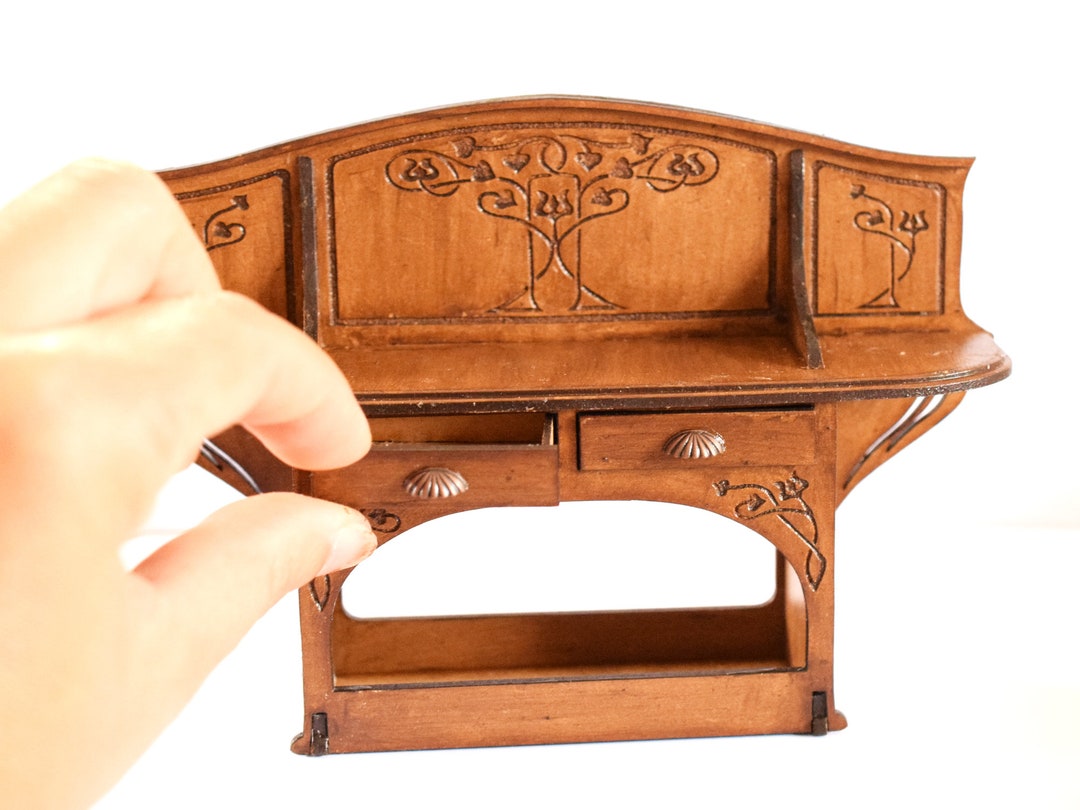 Dollhouse Miniature Art Nouveau Sideboard 112 Diy Kit, Roombox Diorama