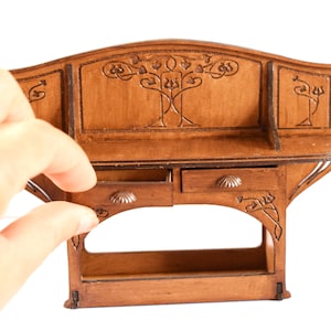 Dollhouse miniature art nouveau sideboard  1:12 diy kit, Roombox Diorama furniture one inch scale