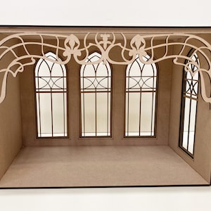 Dollhouse roombox veranda kit, scale 1:12, Roombox diorama conservatory kit
