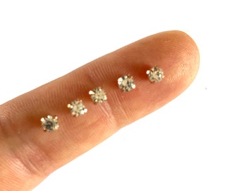 Tiny 3mm Sew On Glass Rhinestones: Rose Gold, Silver, Gold Claw - Doll Clothing Embellishment