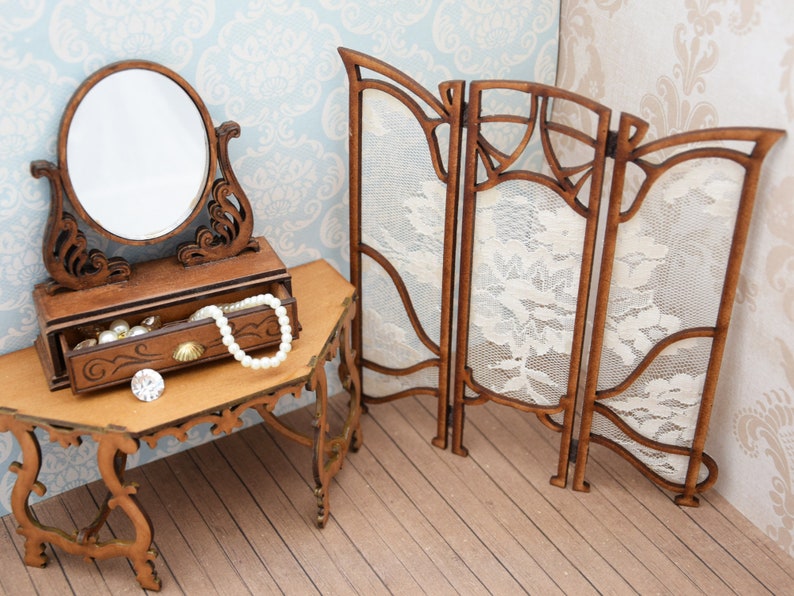 Victorian vanity mirror diy kit Dollhouse miniature 112 Etsy