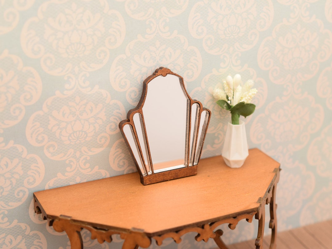 Mini Model Mirror Art Deco Miniature Mirror for Dollhouse 1:12 Scale DIY Kit, Dollhouse ...