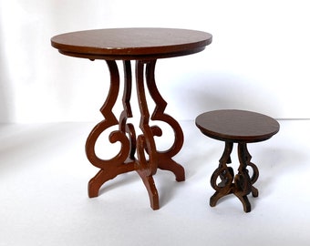 1:12 Dollhouse miniature side table diy kit, Dollhouse table, Dollhouse furniture, Miniature table, one inch scale round table