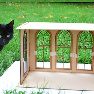 Poppenhuis roombox veranda kit, schaal 1:12, Roombox diorama serre kit