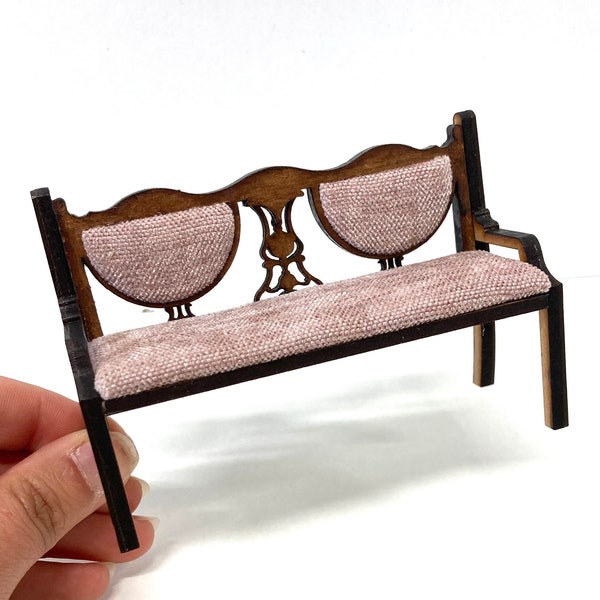 Kit de bricolage de canapé de maison de poupée miniature à l'échelle 1:12, kit de canapé miniature de style Regency