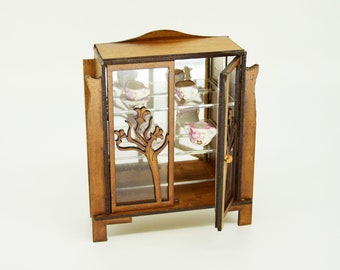 1:12 Dollhouse miniatures art deco english cabinet diy kit