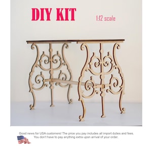 1 6 scale baroque  table diy kit, rococo doll table kit, 12 inch doll house furniture, dollhouse miniature side table , roombox furniture