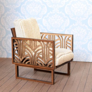 1 12 Dolls House Miniatures Art Deco Armchair Diy Kit One Inch