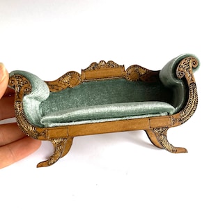1:12 Dolls house miniatures Empire style settee diy kit, one inch scale dollhouse furniture