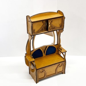 Dollhouse miniature hall tree DIY kit in Art Nouveau style, 1: 12 scale furniture