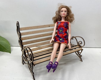 1:6 scale garden bench diy kit, 12 inch doll settee DIY kit, Loveseat for dolls house,  Bench kit, Miniature furniture diy kits