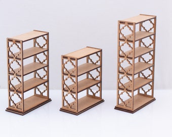 Odoria Casa delle Bambole Libreria Miniatura: Scala 1/12 Scaffale per Salotto Soggiorno Ufficio Moderno - mini Comodini Mobili Legno per Camera da Letto Scandinavo