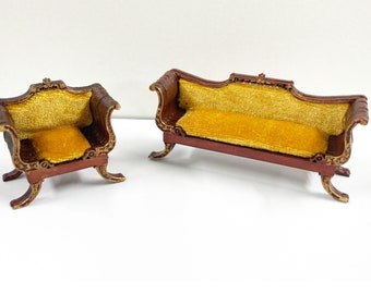 1:24 scale miniature dollhouse settee diy kit , Regency style miniature couch kit