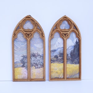 1:12 Dollhouse miniature gothic working window diy kit, miniature cathedral window image 5