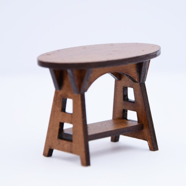 Dollhouse miniatures mission style stool diy kit 1:12 scale, Midcentury  miniature furniture , One inch scale roombox decor