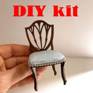 Shield back dining chair kit, scale 1:12, Miniature dollhouse furniture kit