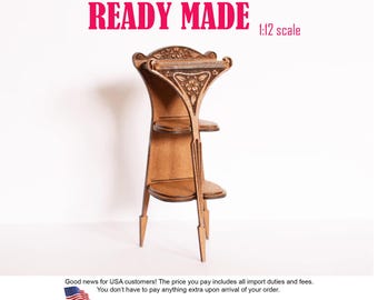 Art Nouveau shelf etagere for dollhouse, scale 1:12,  READY MADE