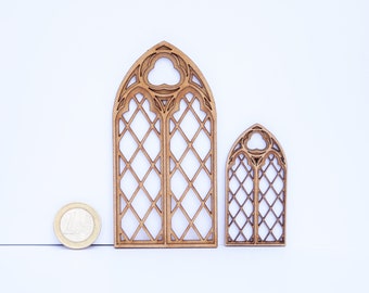 Miniature gothic window diy kit, one inch scale church window miniature dollhouse