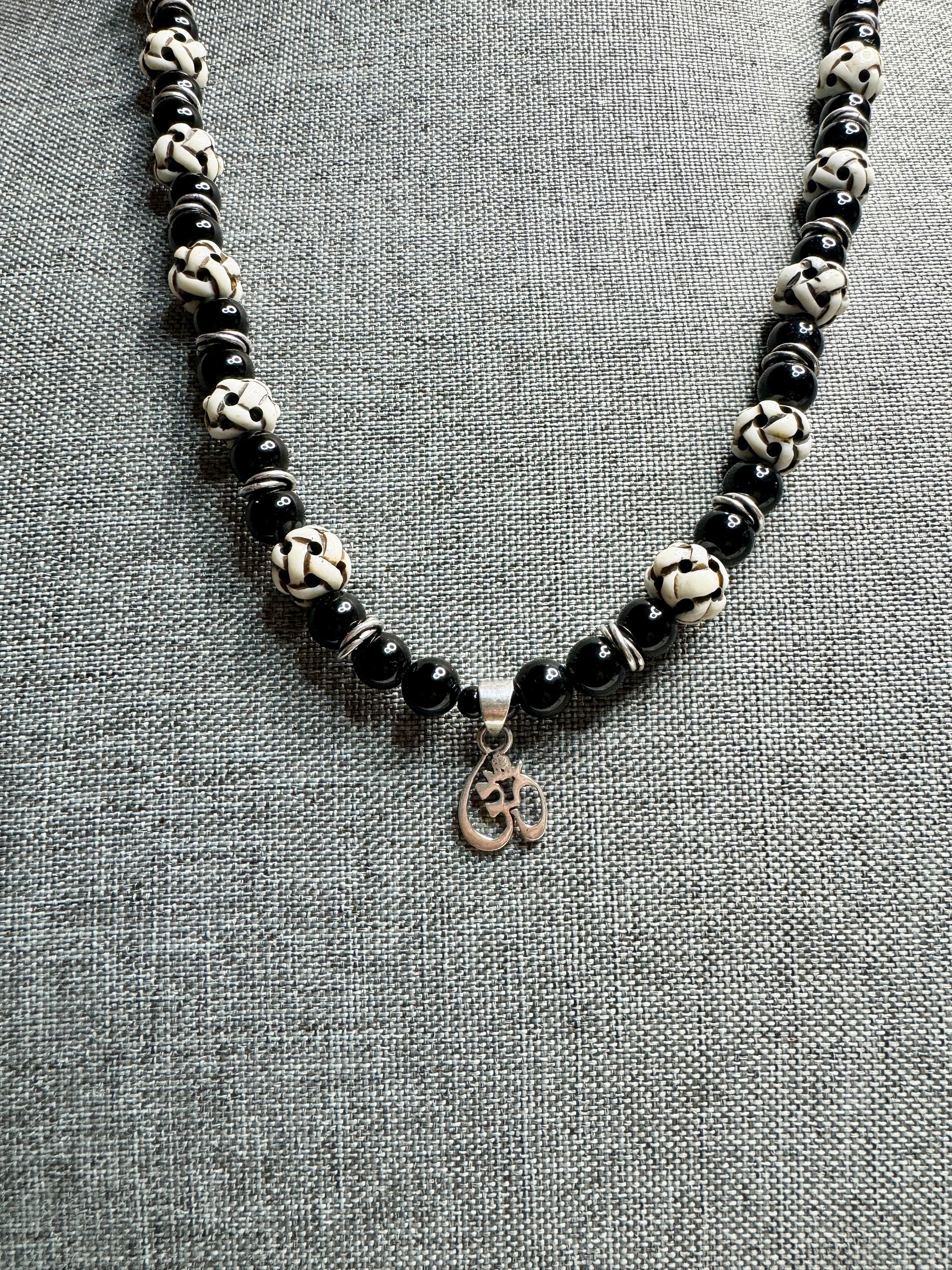 Black Onyx Necklace W/omi Symbol (sterling Silver) - Etsy