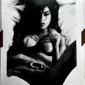 Amy Winehouse original pointillism portrait drawing