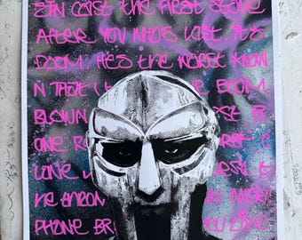 MF Doom - Carpeta de dinero con dibujo puntillismo original