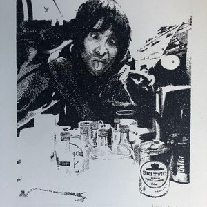 original, hand drawn Liam Gallagher - Vodka and tonic