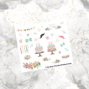 Adesivos de aniversário para Erin Condren, Happy Planner, Scrapbooking, etc.