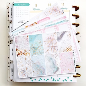 Set in Stone -marble and Gold- Weekly Kit for Erin Condren and Happy ...
