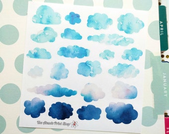 Watercolor Clouds Deco Sheet for Erin Condren, Happy Planner, Scrapbooking, and more!