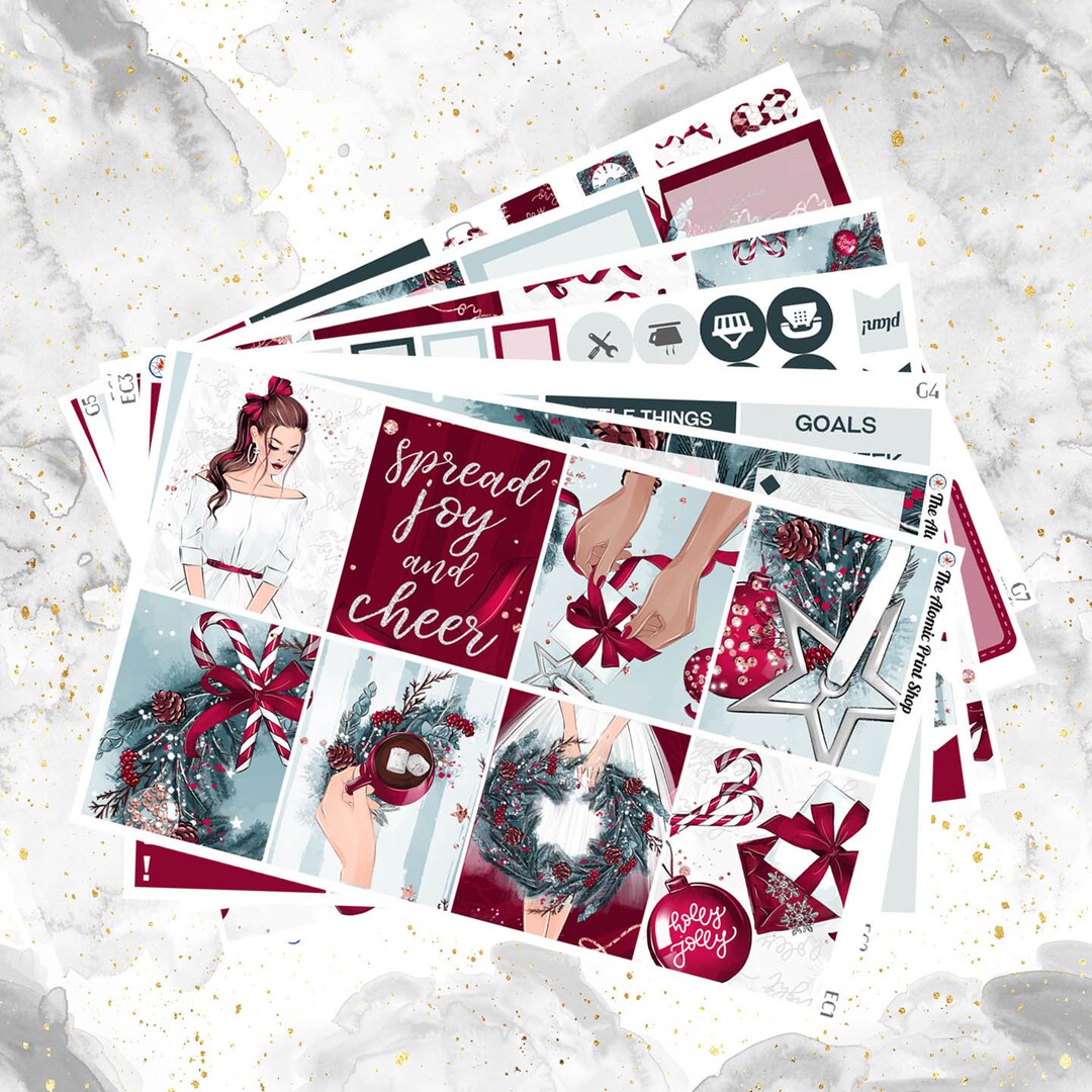 Holly Jolly Weekly Sticker Kit for Erin Condren and Happy Planners With ...
