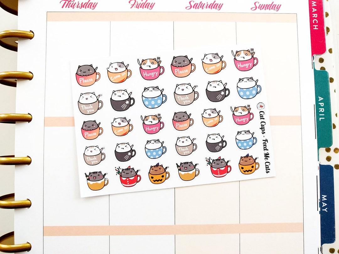 Kawaii Cafe Cats Planner Stickers Four Styles See More - Etsy