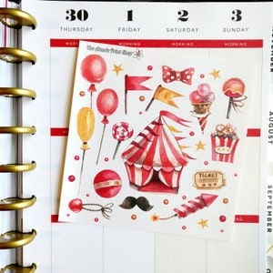 Aquarel Circus Deco Sticker Stickerblad voor Erin Condren, Happy Planner, Scrapbooking en meer!