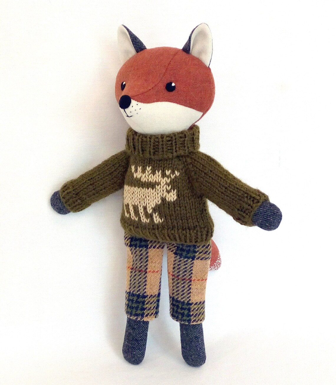 Red fox boy handmade wool stuffed animal doll Etsy