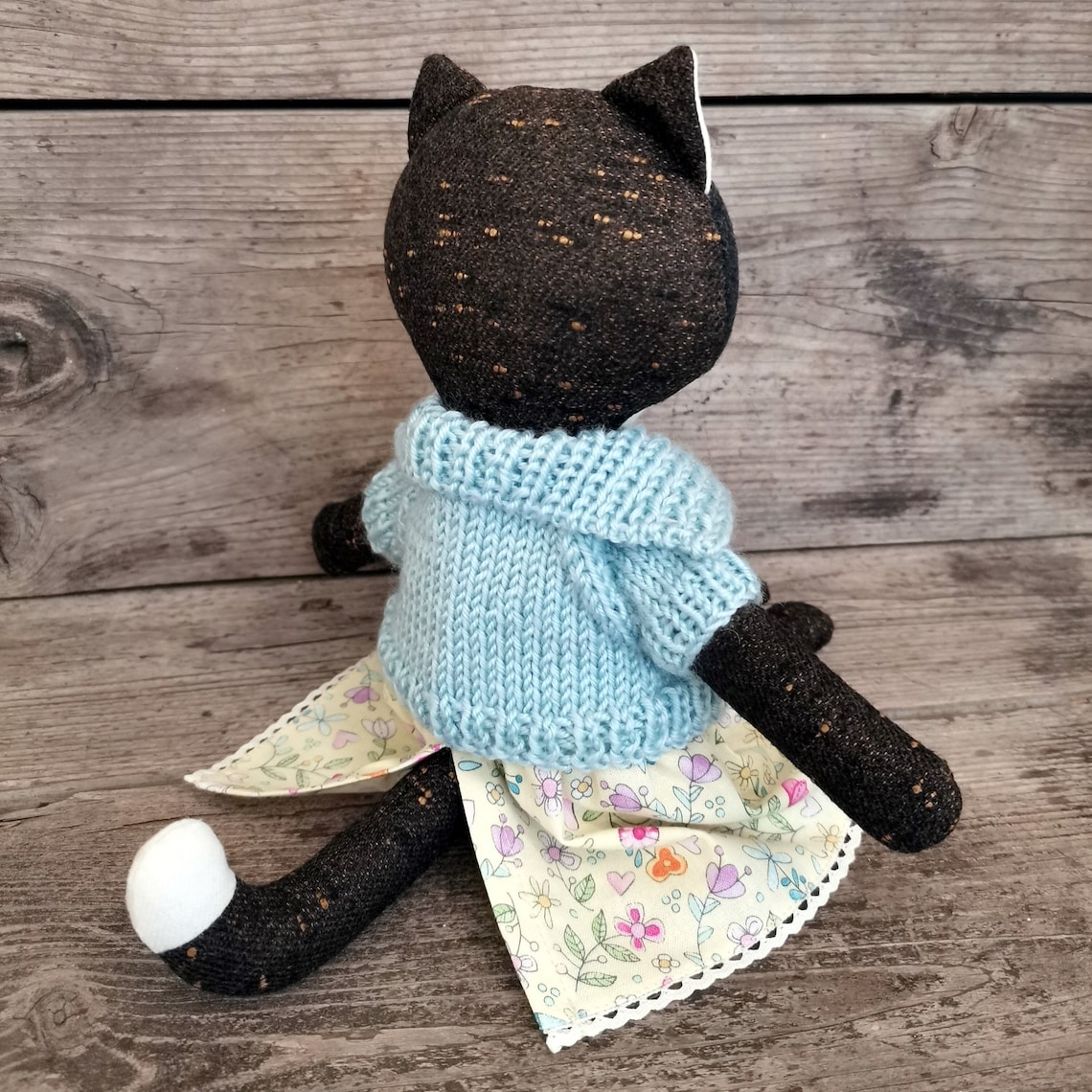 Calico Cat Plush stuffed animal doll Wool embroidered toy Etsy