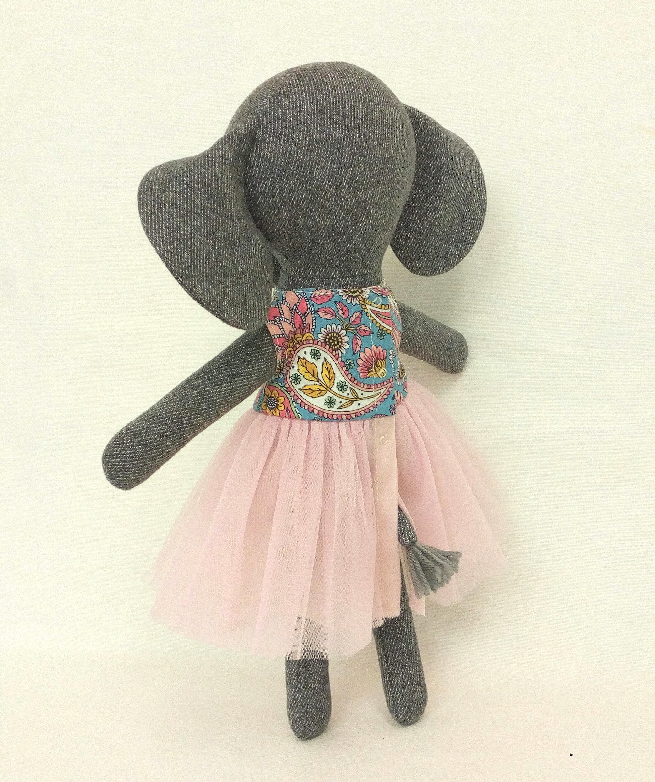 Gray elephant girl handmade stuffed doll cotton plush toy | Etsy