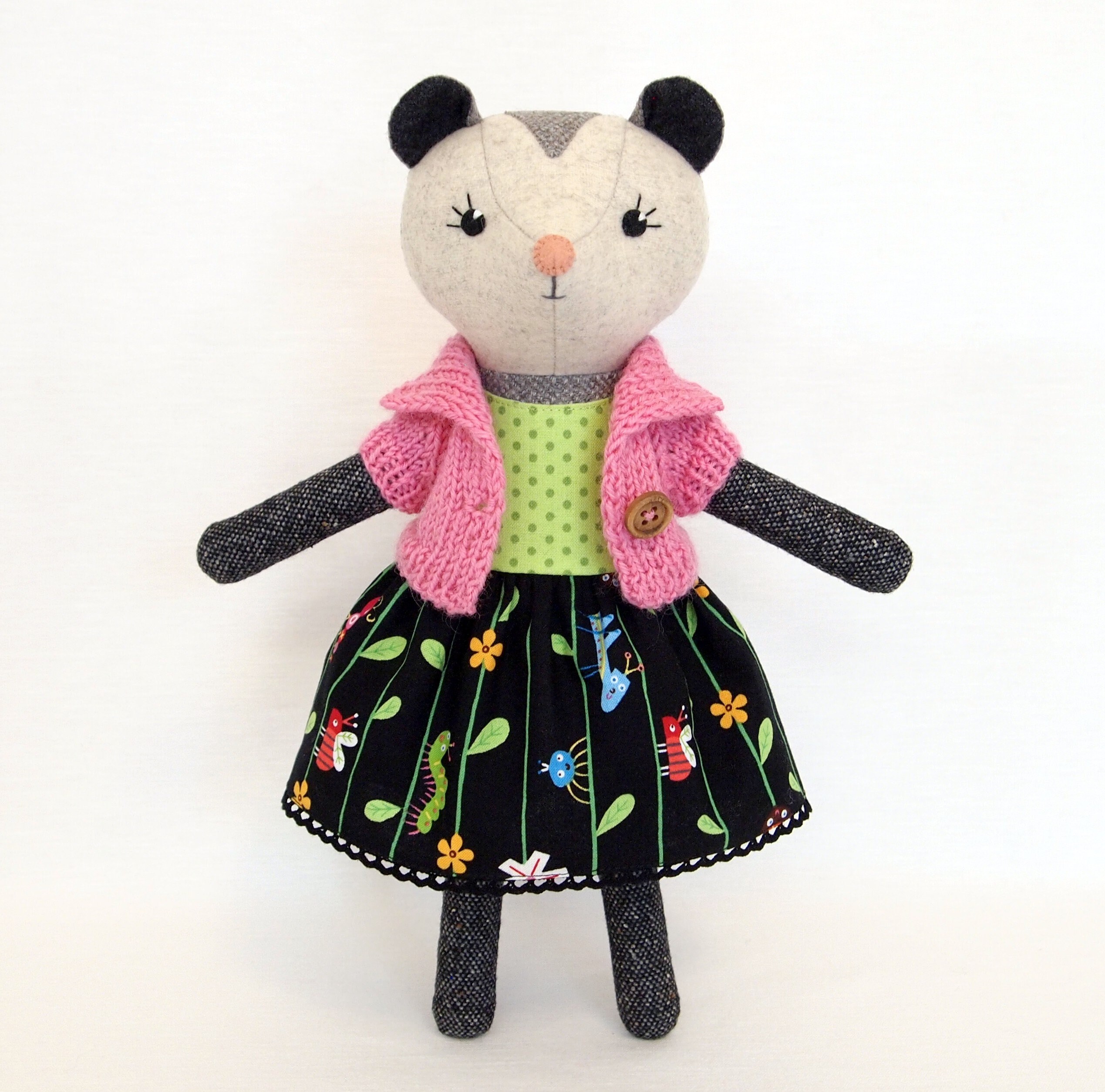Gray Possum Girl Plush stuffed animal doll Woodland wool Etsy