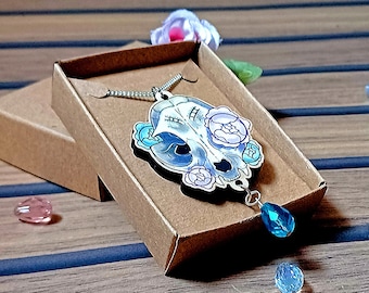 Cat Skull Floral Necklace (Multiple Colours)