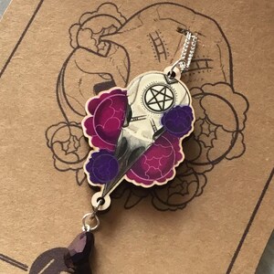 Raven Floral Pentacle Skull Halskette mehrere Farben Bild 3