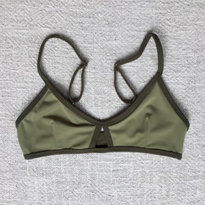 Women Swimwear Surf Pole Dance - Reversible Bikini Top Military Green