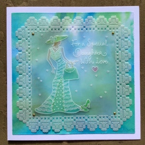 Carte en parchemin faite main 7 x 7 po. « For a Special Daughter With Love » - jour spécial, joyeux anniversaire, remise des diplômes, bal de promo, félicitations, mariée