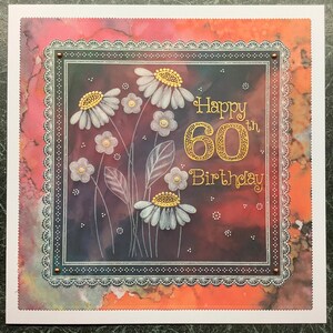 Parchemin fait main 7 x 7 po. « Joyeux 60e anniversaire » - carte d'anniversaire, carte d'anniversaire de maman, anniversaire d'épouse, anniversaire de cousin, anniversaire d'ami