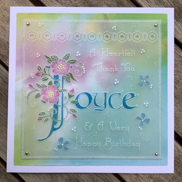 Carte de parchemin florale personnalisée faite main - carte d'anniversaire, carte de félicitations, carte de célébration, carte d'ami, carte florale